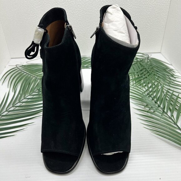 Frye Amy Side Ghillie Black Suede Leather Open Toe Ankle Boots Size 9M NWB - Picture 2 of 13